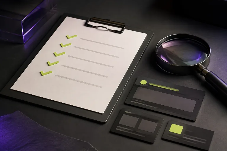 Checklist en vergrootglas voor een website-analyse
